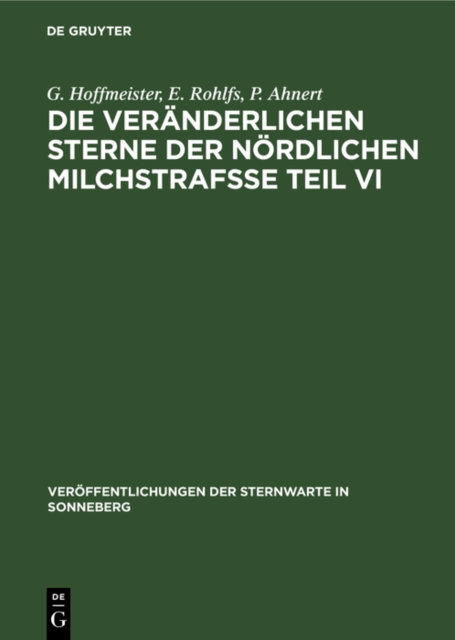 Die veranderlichen Sterne der nordlichen Milchstrafe Teil VI