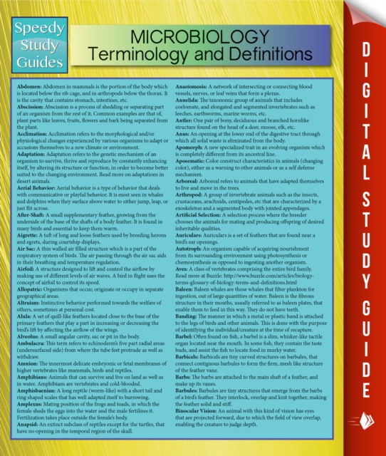 Microbiology Terminology and Definitions (Speedy Study Guide)
