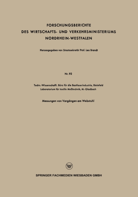 Forschungsberichte des Wirtschafts- und Verkehrsministeriums Nordrhein-Westfalen