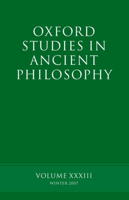 Oxford Studies in Ancient Philosophy XXXIII