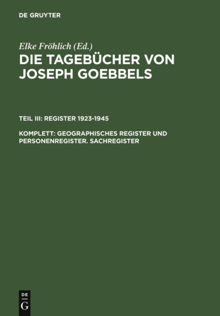 Geographisches Register und Personenregister. Sachregister