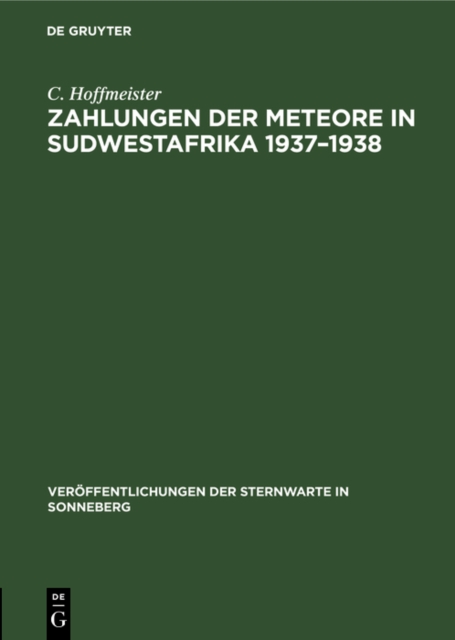 Zahlungen der Meteore in Sudwestafrika 1937-1938
