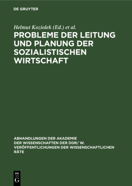 Probleme der Leitung und Planung der sozialistischen Wirtschaft
