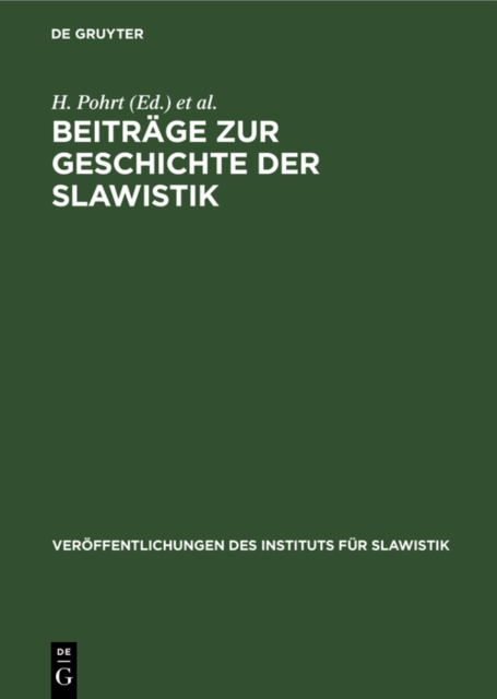 Beitrage zur Geschichte der Slawistik