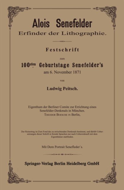 Alois Senefelder Erfinder der Lithographie