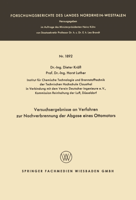 Versuchsergebnisse an Verfahren zur Nachverbrennung der Abgase eines Ottomotors