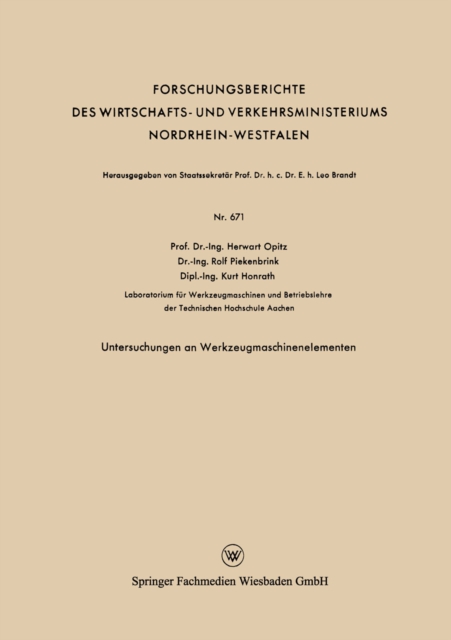 Untersuchungen an Werkzeugmaschinenelementen