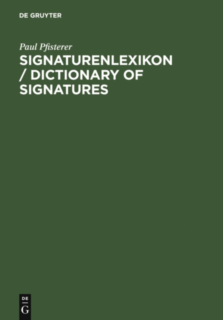 Signaturenlexikon / Dictionary of Signatures