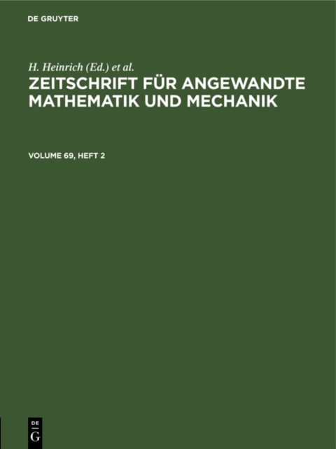 Zeitschrift fur Angewandte Mathematik und Mechanik. Volume 69, Heft 2