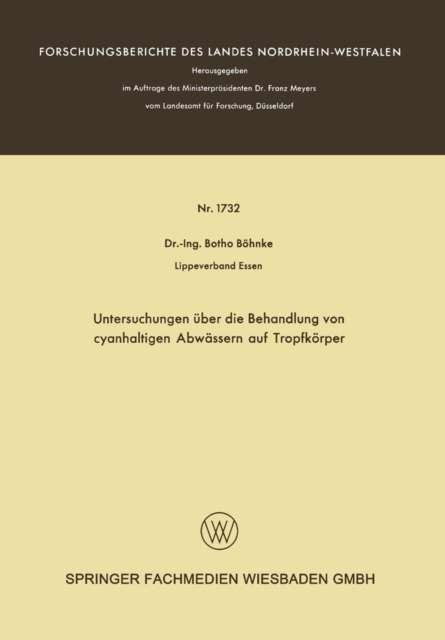 Untersuchungen über die Behandlung von cyanhaltigen Abwässern auf Tropfkörper