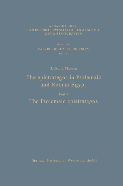 epistrategos in Ptolemaic and Roman Egypt