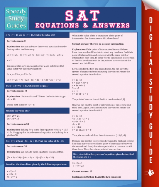 SAT Equations & Answers (Speedy Study Guide)