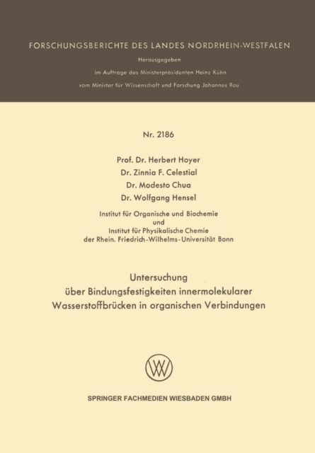 Untersuchung über Bindungsfestigkeiten innermolekularer Wasserstoffbrücken in organischen Verbindungen