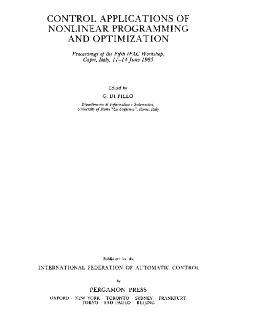 Control Applications of Nonlinear Programming and Optimization