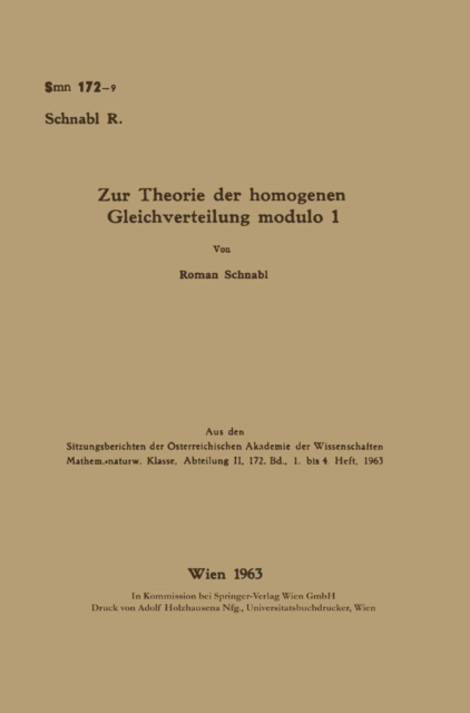 Zur Theorie der homogenen Gleichverteilung modulo 1