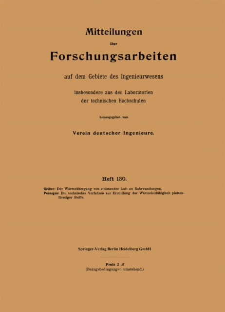 Mitteilungen über Forschungsarbeiten auf dem Gebiete des Ingenieurwesens