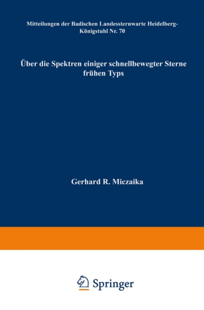 Über die Spektren einiger schnellbewegter Sterne führen Typs