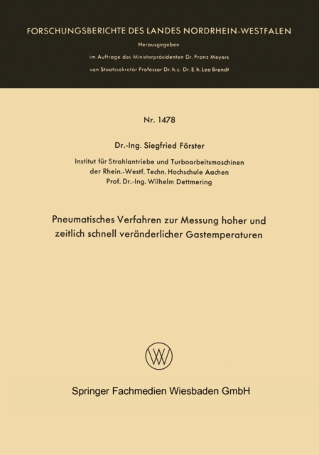 Pneumatisches Verfahren zur Messung hoher und zeitlich schnell veränderlicher Gastemperaturen
