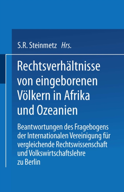 Rechtsverhältnisse von eingeborenen Völkern in Afrika und Ozeanien