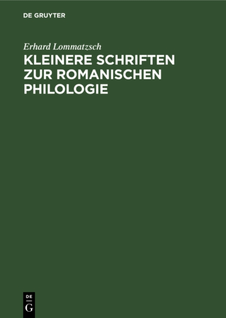 Kleinere Schriften zur romanischen Philologie