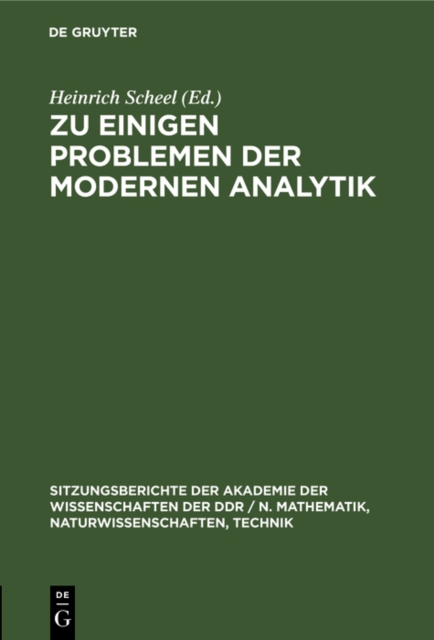 Zu einigen Problemen der modernen Analytik