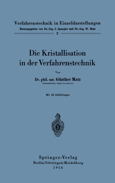 Die Kristallisation in der Verfahrenstechnik