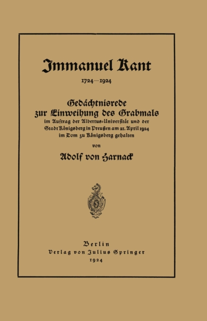 Immanuel Kant (1724–1924)