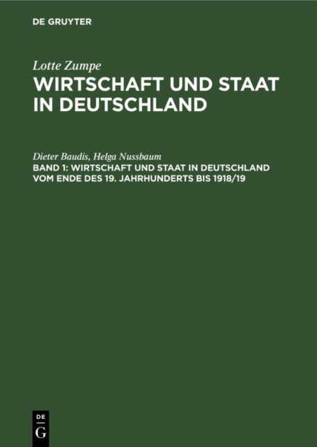 Wirtschaft und Staat in Deutschland vom Ende des 19. Jahrhunderts bis 1918/19