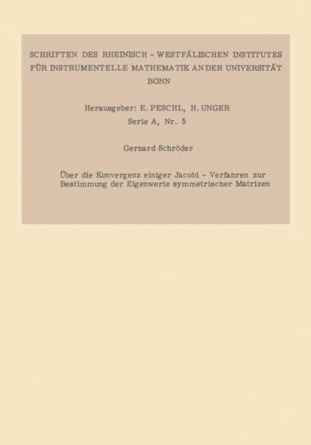 Über die Konvergenz einiger Jacobi-Verfahren zur Bestimmung der Eigenwerte symmetrischer Matrizen