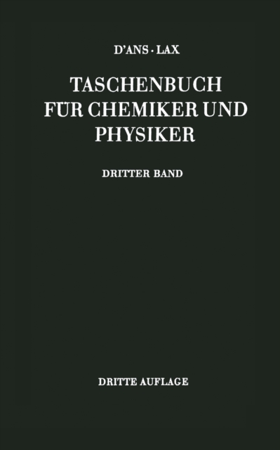 D’Ans-Lax Taschenbuch für Chemiker und Physiker