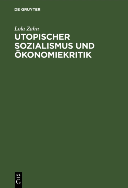Utopischer Sozialismus und Okonomiekritik