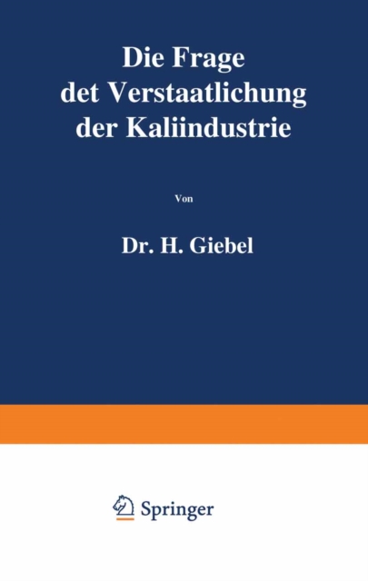 Die Frage der Verstaatlichung der Kaliindustrie