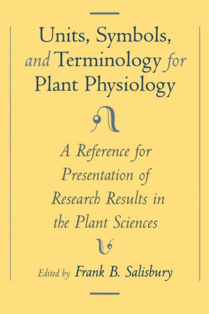 Units, Symbols, and Terminology for Plant Physiology