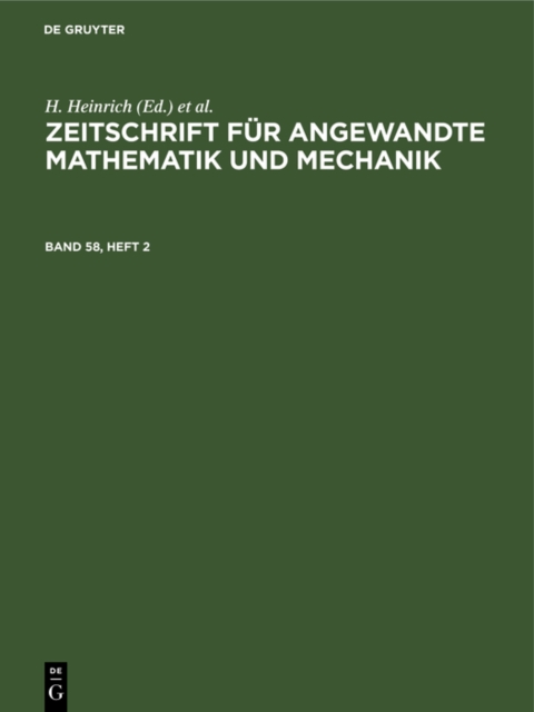Zeitschrift fur Angewandte Mathematik und Mechanik. Band 58, Heft 2