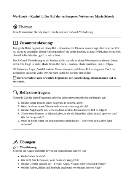 "Workbook – Das Arbeitsbuch zum Erwachen der verborgenen Welten"