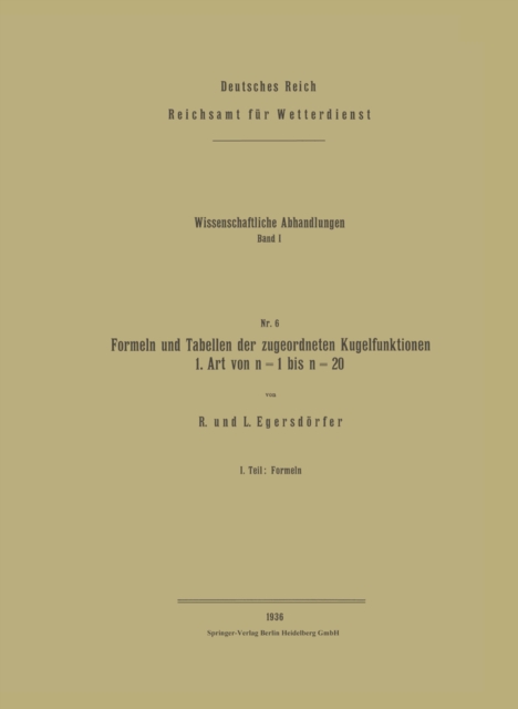 Formeln und Tabellen der zugeordneten Kugelfunktionen 1. Art von n = 1 bis n = 20
