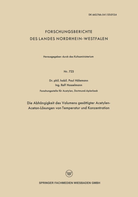 Die Abhängigkeit des Volumens gesättigter Acetylen-Aceton-Lösungen von Temperatur und Konzentration
