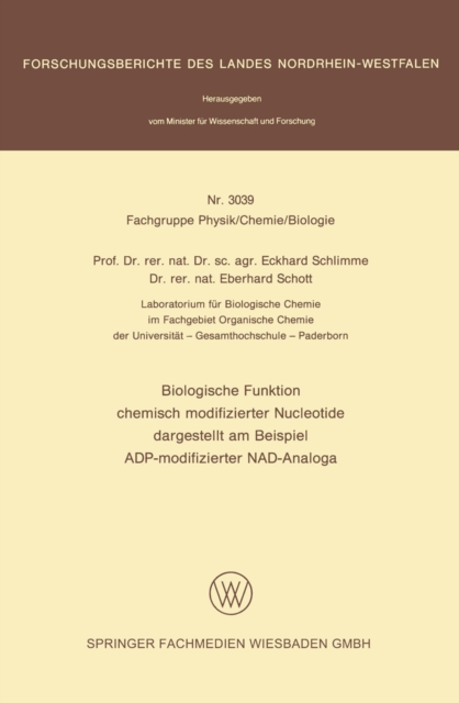 Biologische Funktion chemisch modifizierter Nucleotide dargestellt am Beispiel ADP-modifizierter NAD-Analoga