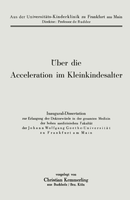 Über die Acceleration im Kleinkindesalter