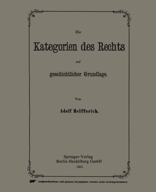 Die Kategorien des Rechts auf geschichtlicher Grundlage