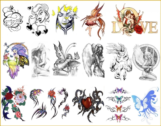 TATTOO DESIGNS FÜR FRAUEN. 3 eBooks Tattoo Design Vorlagen für Frauen. Liebe Herzen Rosen - Farbige Schmetterlinge - Elfen und Engel.