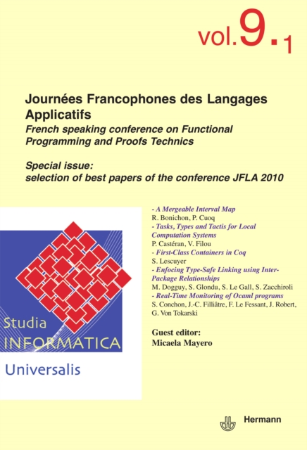 Studia 9.1. Journées Francophones des Langages Applicatifs