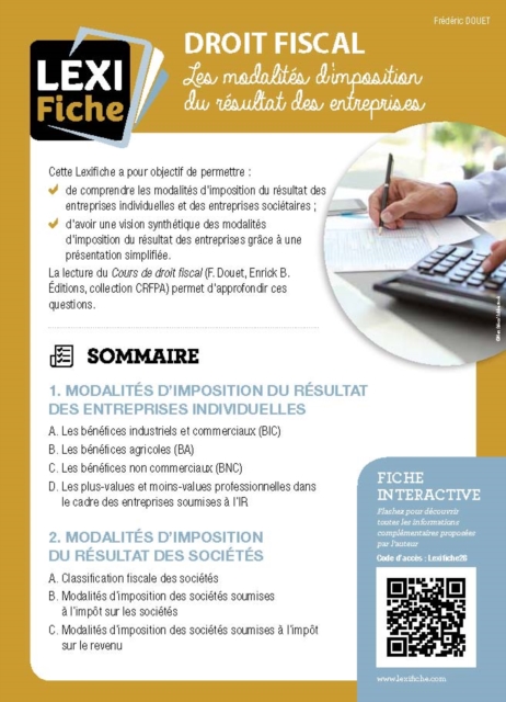 Droit fiscal, les modalités d'imposition des résultats des entreprises