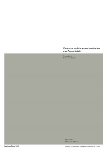 Versuche an Mauerwerkswänden aus Zementstein