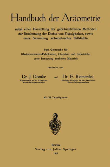 Handbuch der Aräometrie