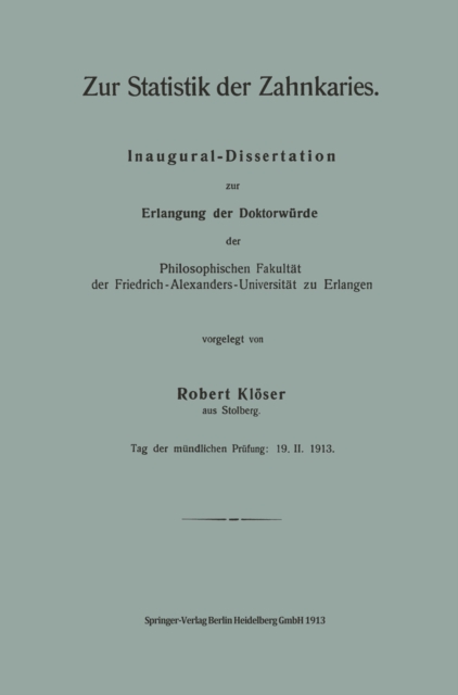 Zur Statistik der Zahnkaries