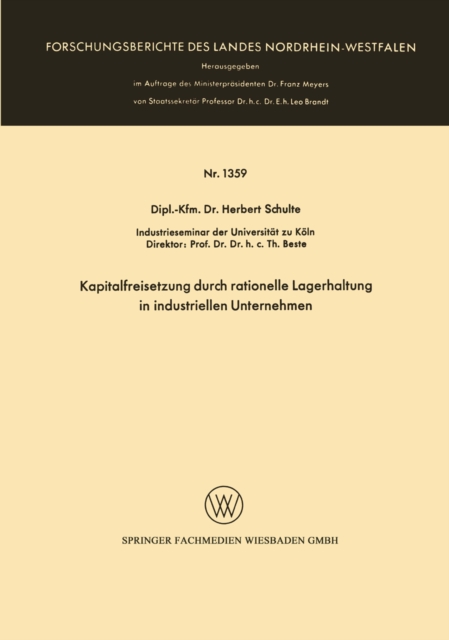 Kapitalfreisetzung durch rationelle Lagerhaltung in industriellen Unternehmen