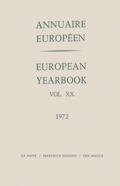 Annuaire Europeen / European Year Book