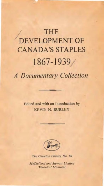 Development of Canada's Staples, 1867-1939