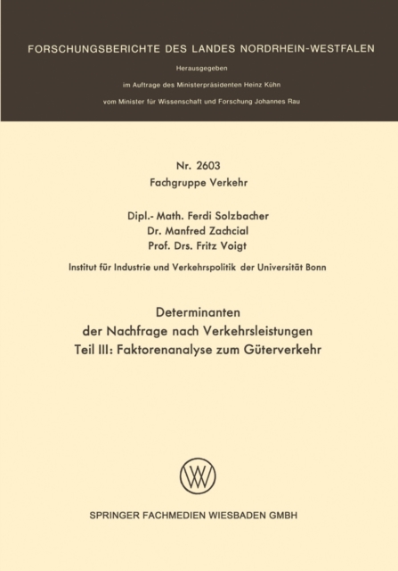 Determinanten der Nachfrage nach Verkehrsleistungen